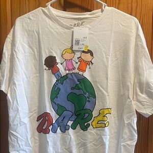 Forever 21 White D.A.R.E. Graphic Tee